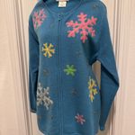 Quacker Factory  Holiday Sparkle Snap-Front Knit Cardigan Ivory Sz Med Photo 1