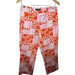 Harolds Size 6 Pants Pink Orange Patchwork Cotton Straight Leg Ankle Photo 2