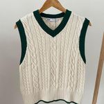 ZARA NWT Cable Knit Varsity Sweater Vest in Cream/Green - XS Photo 4