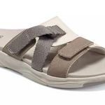 Earth Origins Vara cream tan gray suede sport slide sandals 7.5 Velcro straps Photo 0