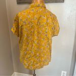 Rachel Zoe  Golden Yellow Floral Button Down 100% Linen Short Sleeve Top Size XS Photo 3