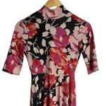 ZARA  High Neck Pink Floral Print Elbow Sleeve Tie Back Midi Dress Size Small Photo 3