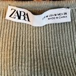 ZARA  Green Ribbed Bodysuit Long Sleeve Square Neck Button Detail Size M Photo 4