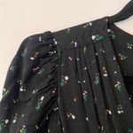 AFRM Revolve Danna Black Floral Long Sleeve Bodysuit Puff Sleeve V Photo 3