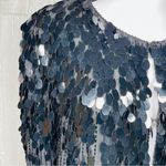 Vintage sequin beaded fringe cardigan sweater shirt black large formal dressy Photo 2
