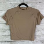 Reoria Short Sleeve Crop Tee Square Neck Crop Tops Slim Fit Y2k Tan Size L Photo 3