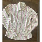 Lilly Pulitzer White Label White Pastel Green Pink Striped Button Up Size 2 Photo 0