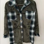 Cozy Sherpa Fleece Plaid Shacket Jacket with Button Photo 0