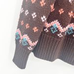 Moda International Womens Wool Blend Fair Isle‎ Knit Full Zip Cardigan Sweater L Brown Size L Photo 5