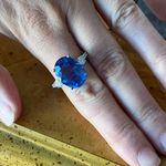 Color Changing Fluorite Sterling Silver Cocktail Ring Size 10 Blue Photo 4