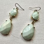 Sea green and gold teardrop drop earrings Photo 1