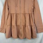 Doe & Rae Full Zip Hoodie Dusty Pink Women’s Size Medium Tiered Distressed Boho Photo 1