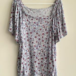 Loft  Outlet Floral Off the Shoulder Blouse, Flutter Sleeve Shirt, Women’s L Photo 0