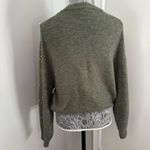H&M Women’s XS Olive Green Pearl Appliqué Pullover Sweater. Oversized. Stretch. Photo 1
