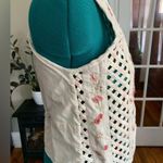 Vintage linen beaded embroidered vest Tan Photo 3