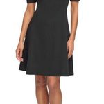 DKNY  Button Sleeve Fit and Flare Black Dress Size 12 NEW with Tags Photo 0