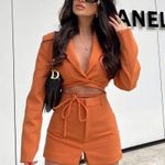 ZARA 2 piece Tangerine Tied Crop Blazer and Skort Photo 0