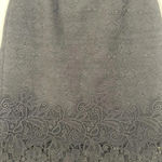 Rebecca Taylor Pique Floral Lace-Hem Fitted Tube Skirt in Black Size 8 Photo 3