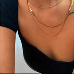 Boutique 3mm Gold Herringbone Necklace | Gold Plated‎ Sterling Silver Photo 5