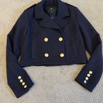 7 For All Mankind Navy Double-Breasted Jacket with Gold Buttons Photo 0