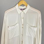 Urban Outfitters  Blouse White Semi-Sheer Long Sleeve FLAWS Size Medium Women Top Photo 11