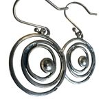 Sterling Silver Spiral Dangle Earrings with Real Pearl – Modern Artisan Style Photo 4