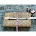 Coach Khaki / Saddle F53563 Signature Double Zip Wristlet Photo 7