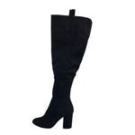 Just Fab Womens Balbina Thigh High Black Suede Heeled Boots Photo 1