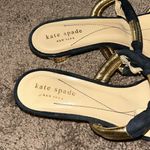 Kate Spade  leather navy & gold slip on sandals kitten heels Photo 4