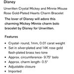 Disney Unwritten Crystal Mickey & Minnie Mouse Rose-gold plated Hearts Bracelet Photo 14