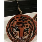 TIGER Wooden Earrings , Hippie, Boho Style, Trendy, Unique, Hand Painted by Sage Photo 5
