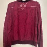 Kate & Mallory  Woman's Bomber Jacket Sheer Floral Rose Fill Zipper Red Size‎ XL Photo 4