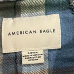 American Eagle blue, green, brown, tan, white plaid long sleeve flannel S Photo 3