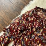 ZARA Red Sheer Ruffled Floral Paisley Peasant Blouse Photo 4