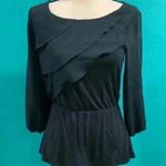 Deletta Anthropologie  ruffled layered navy blouse in size xs Photo 0