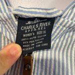 Charles River Apparel Striped Blue and White Charles River Quarter Zip Hoodie Photo 1