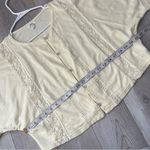 Aerie  Lace Shirt button up short sleeve crop womens Yellow (medium) cottagecore Photo 2