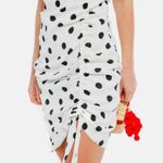 Revolve NEW  Lovers + Friends MONICA MIDI black white polka dot dress ruched Sm Photo 3