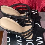 Wild Diva Black Strapped Suede Velvet Heels Size 6.5 Photo 2