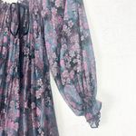 Vintage Union Made Pleated Midi Dress Size 4 Dark Floral Purple Fairy 70s 80s Photo 9
