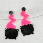 Witches Cauldron Earrings, Halloween Earrings, Witch Earrings, Novelty Earrings Pink Photo 2