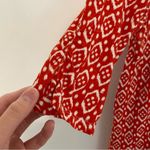 Anthropologie  AKEMI KIN Ikat Split Neck Top Orange / Red Aztec Embroidered Boho Photo 7