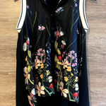 Gracia  Top Size M Floral Black Halter Assymetrical Black Collared Excellent Photo 0