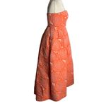 Rubber Ducky  Floral Rose Ball Gown M Coral Orange Strapless High Low Zipper Photo 3