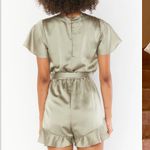 Show Me Your Mumu show me‎ your mumu XS Say I Do Short Romper Mass Green Satin Photo 1