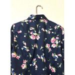 CHAPS  Womens Floral Print Button Down Shirt M Navy Blue Classic Preppy Feminine Photo 11