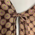Didi Wrap Blouse Floral Print Ruffle Size Small Women Top Brown Green Purple Mod Photo 7