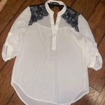 Maurice's Maurice’s lightweight dress top cream with black lace size medium Photo 0