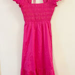 Jason Wu  fuschia Pink Smocked Bodice Tie Neck Open Back Midi Dress Size Medium Photo 0