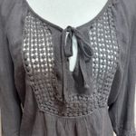 Maurice's Crochet Tunic Top Womens L Gray Boho Peasant Cottagecore Flowy Casual Photo 3